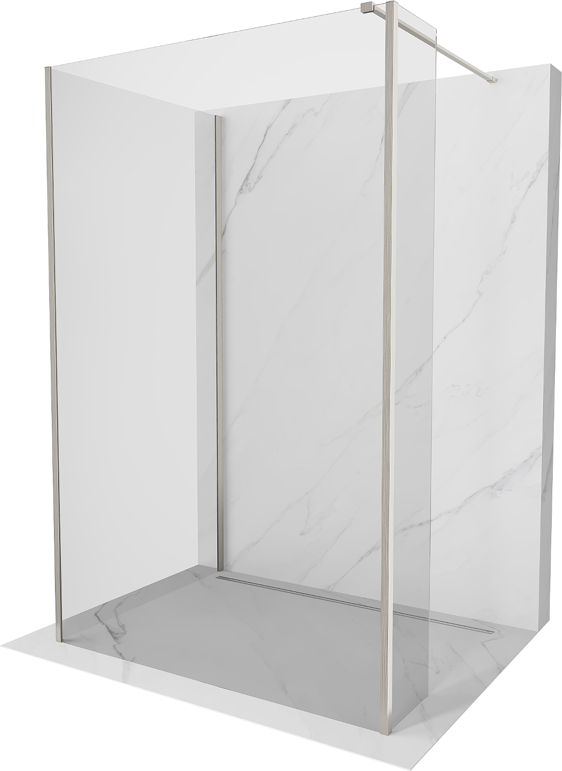 Mexen Kioto Duschwand Walk-in 100 x 70 x 30 cm, transparent, gebürstetes Nickel - 800-100-070-221-97-00-030