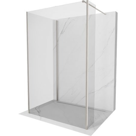 Mexen Kioto Duschwand Walk-in 110 x 75 x 30 cm, transparent, gebürstetes Nickel - 800-110-075-221-97-00-030