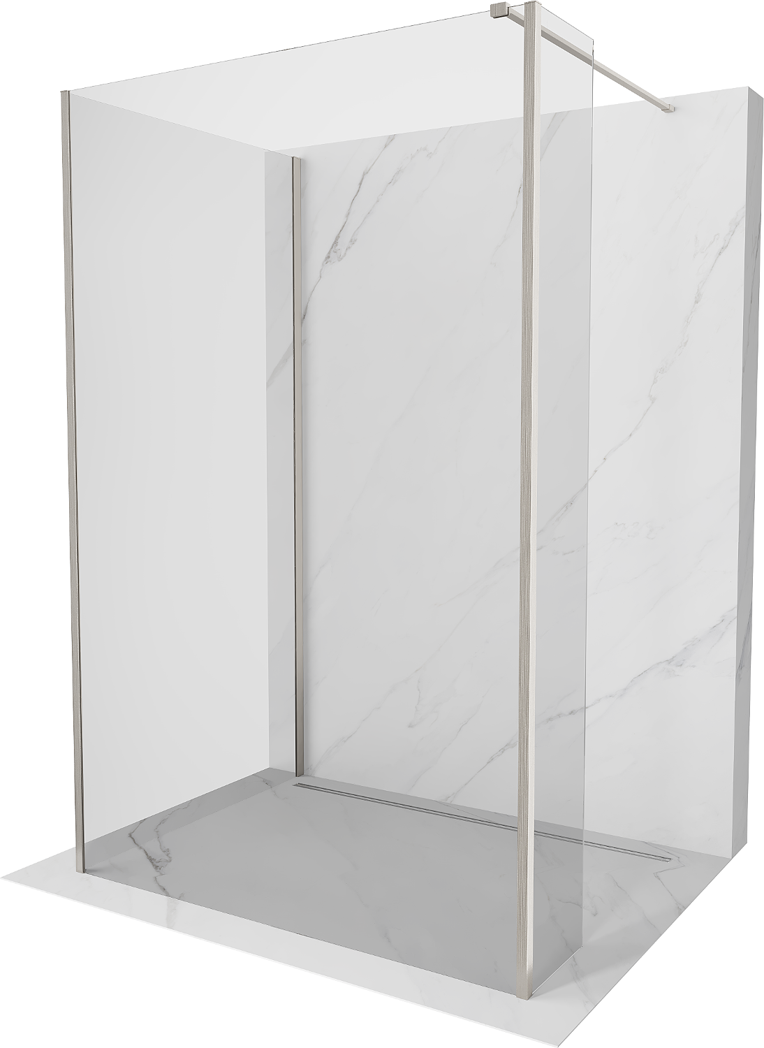 Mexen Kioto Duschwand Walk-in 140 x 80 x 30 cm, transparent, gebürstetes Nickel - 800-140-080-221-97-00-030