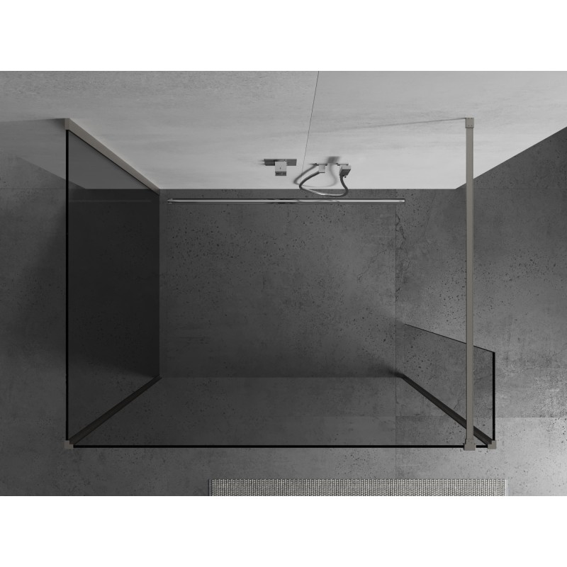 Mexen Kioto Duschwand Walk-in 135 x 80 x 30 cm, transparent, gebürsteter Nickel - 800-135-080-221-97-00-030
