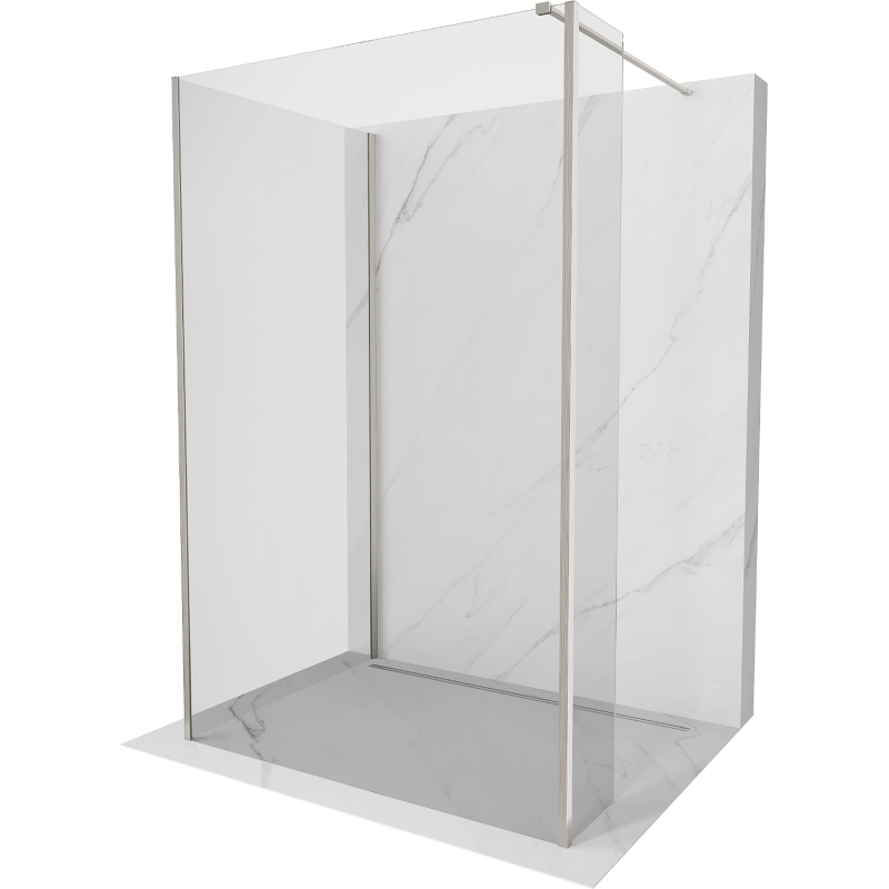 Mexen Kioto Duschwand Walk-in 100 x 90 x 30 cm, transparent, gebürsteter Nickel - 800-100-090-221-97-00-030
