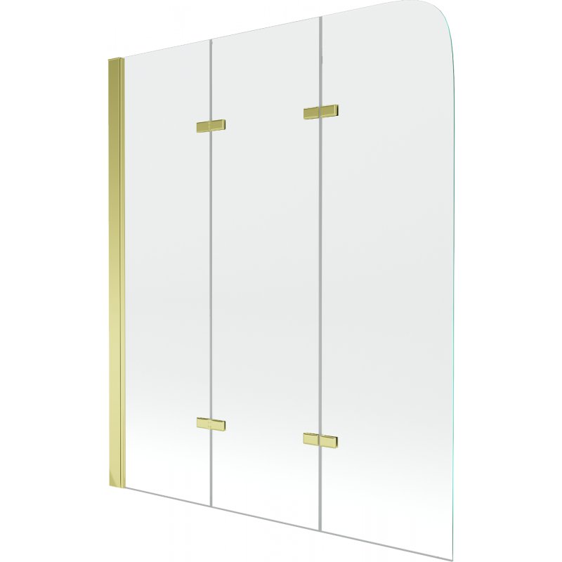 Mexen Felix 3-flügelige Badewannenfaltwand 120 x 140 cm, transparent, gold - 890-120-003-50-00