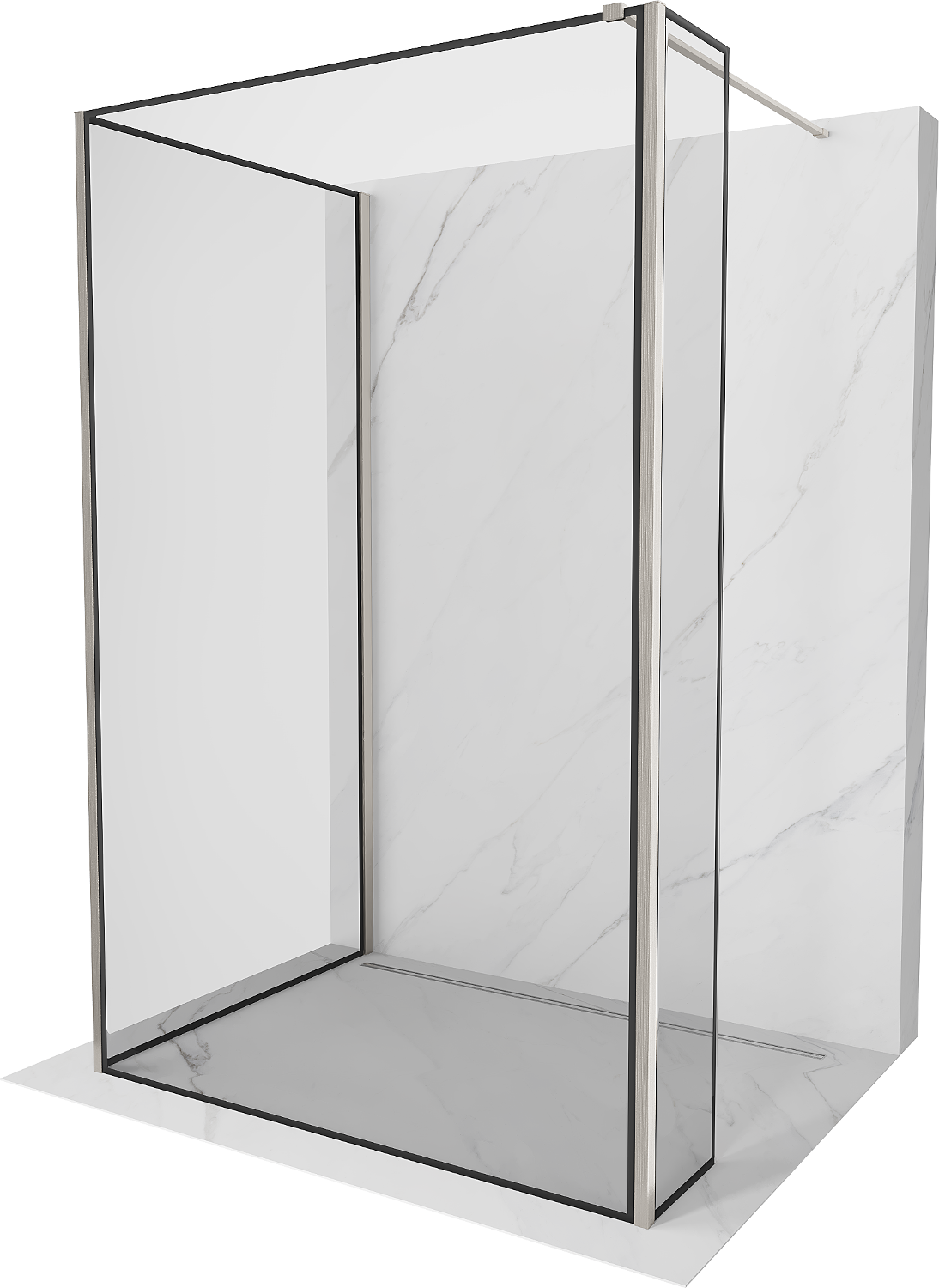 Mexen Kioto Duschwand Walk-in 100 x 70 x 40 cm, schwarzes Muster, gebürsteter Nickel - 800-100-070-221-97-70-040