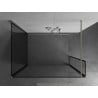 Mexen Kioto Duschwand Walk-in 90 x 70 x 40 cm, schwarzer Rahmen, gebürsteter Nickel - 800-090-070-221-97-70-040