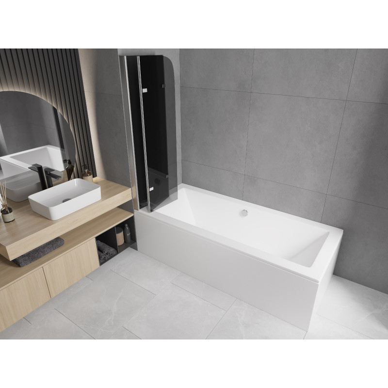Mexen Felix 3-fach faltbare Badewannenabtrennung 120 x 140 cm, Graphit, Chrom - 890-120-003-01-40