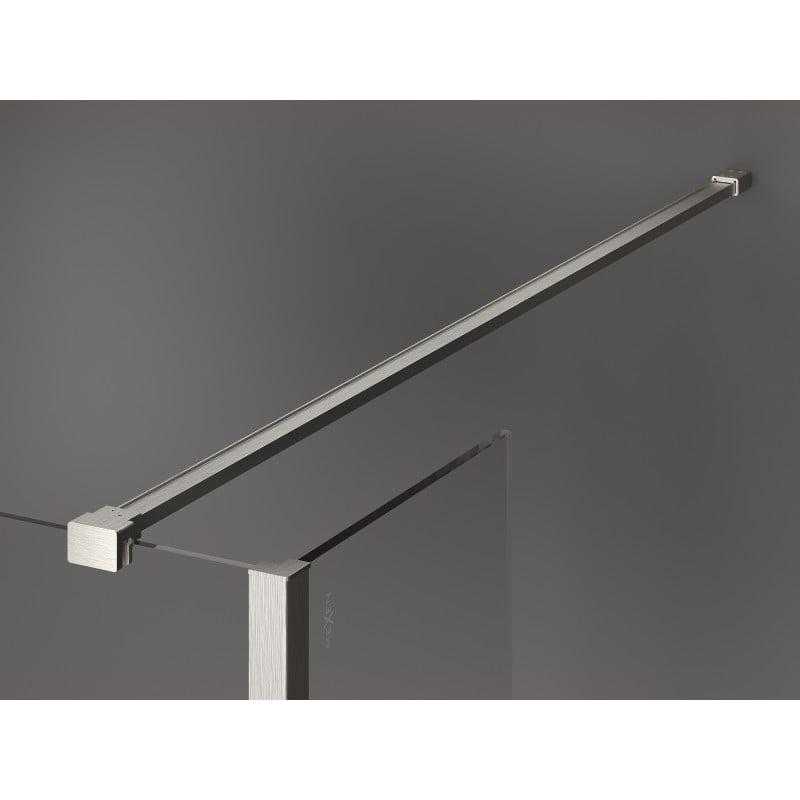 Mexen Kioto Duschwand Walk-in 140 x 70 x 40 cm, schwarzer Rahmen, gebürsteter Nickel - 800-140-070-221-97-70-040