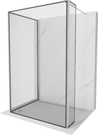 Mexen Kioto Duschwand Walk-in 120 x 90 x 40 cm, schwarzer Rahmen, gebürsteter Nickel - 800-120-090-221-97-70-040