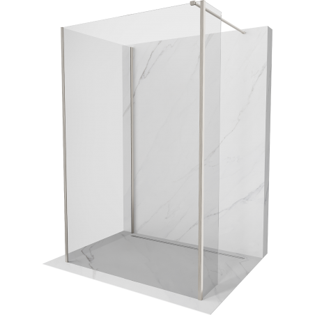 Mexen Kioto Duschwand Walk-in 140 x 75 x 40 cm, transparent, gebürsteter Nickel - 800-140-075-221-97-00-040