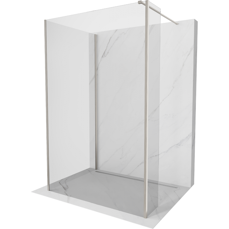 Mexen Kioto Duschwand Walk-in 100 x 85 x 40 cm, transparent, gebürsteter Nickel - 800-100-085-221-97-00-040