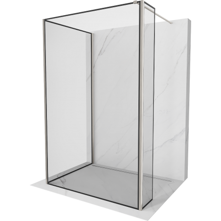 Mexen Kioto Duschwand Walk-in 110 x 100 x 40 cm, schwarzer Rahmen, gebürsteter Nickel - 800-110-100-221-97-70-040