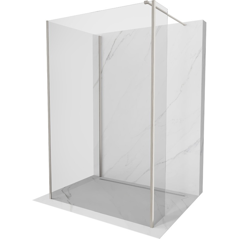 Mexen Kioto Walk-in-Duschwand 125 x 100 x 40 cm, transparent, gebürsteter Nickel - 800-125-100-221-97-00-040