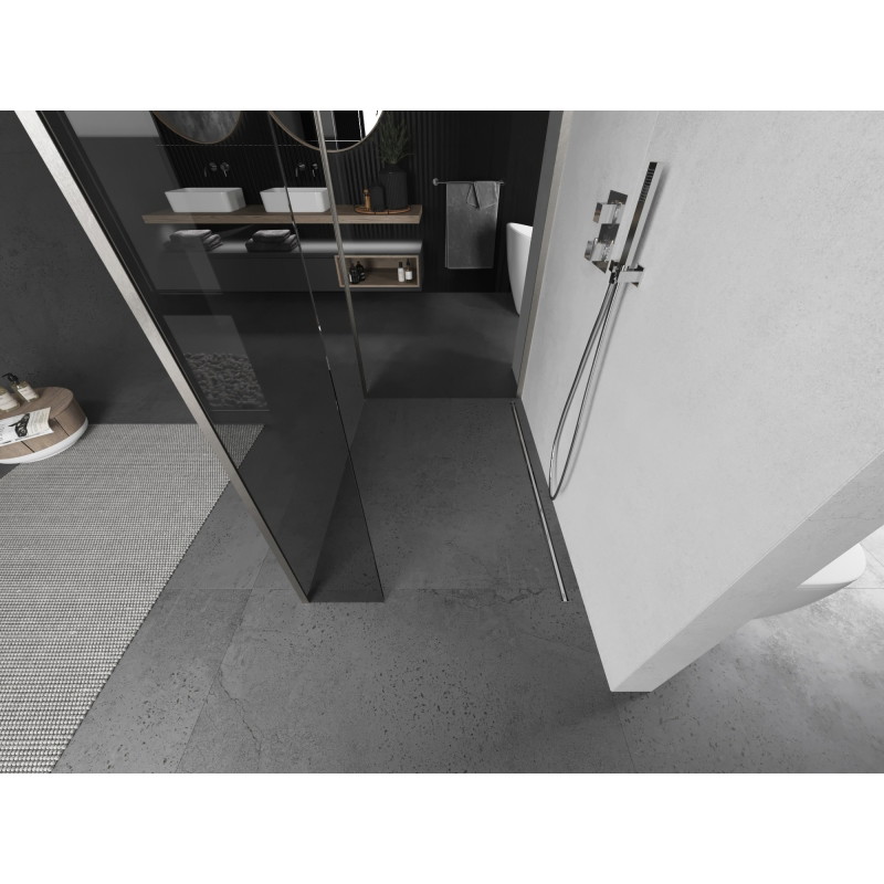 Mexen Kioto Walk-in-Duschwand 125 x 100 x 40 cm, transparent, gebürsteter Nickel - 800-125-100-221-97-00-040