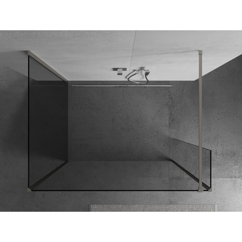 Mexen Kioto Walk-in-Duschwand 125 x 100 x 40 cm, transparent, gebürsteter Nickel - 800-125-100-221-97-00-040