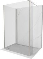 Mexen Kioto Duschwand Walk-in 140 x 115 x 40 cm, transparent, gebürsteter Nickel - 800-140-115-221-97-00-040