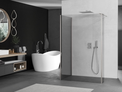 Mexen Kioto Duschwand Walk-in 140 x 115 x 40 cm, transparent, gebürsteter Nickel - 800-140-115-221-97-00-040