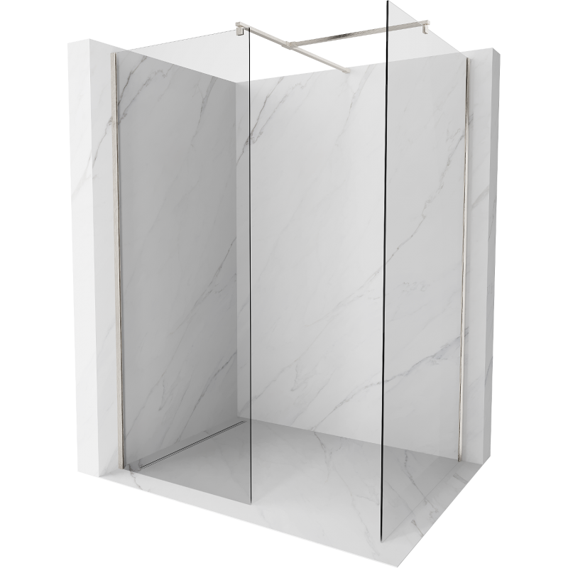 Mexen Kioto Duschwand Walk-in 80 x 80 cm, transparent, gebürstetes Nickel - 800-080-202-97-00-080