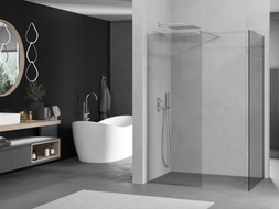 Mexen Kioto Duschwand Walk-in 100 x 100 cm, transparent, gebürsteter Nickel - 800-100-202-97-00-100