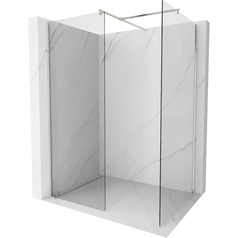 Mexen Kioto Duschwand Walk-in 105 x 100 cm, transparent, gebürsteter Nickel - 800-105-202-97-00-100