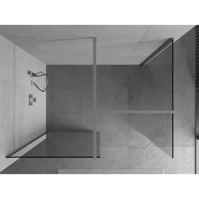 Mexen Kioto Duschwand Walk-in 110 x 100 cm, transparent, gebürsteter Nickel - 800-110-202-97-00-100
