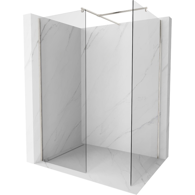 Mexen Kioto Duschwand Walk-in 120 x 100 cm, transparent, gebürstetes Nickel - 800-120-202-97-00-100