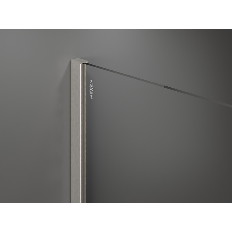 Mexen Kioto Duschwand Walk-in 120 x 100 cm, transparent, gebürstetes Nickel - 800-120-202-97-00-100