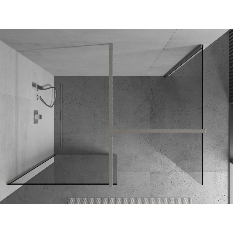Mexen Kioto Duschwand Walk-in 140 x 80 cm, transparent, gebürsteter Nickel - 800-140-202-97-00-080