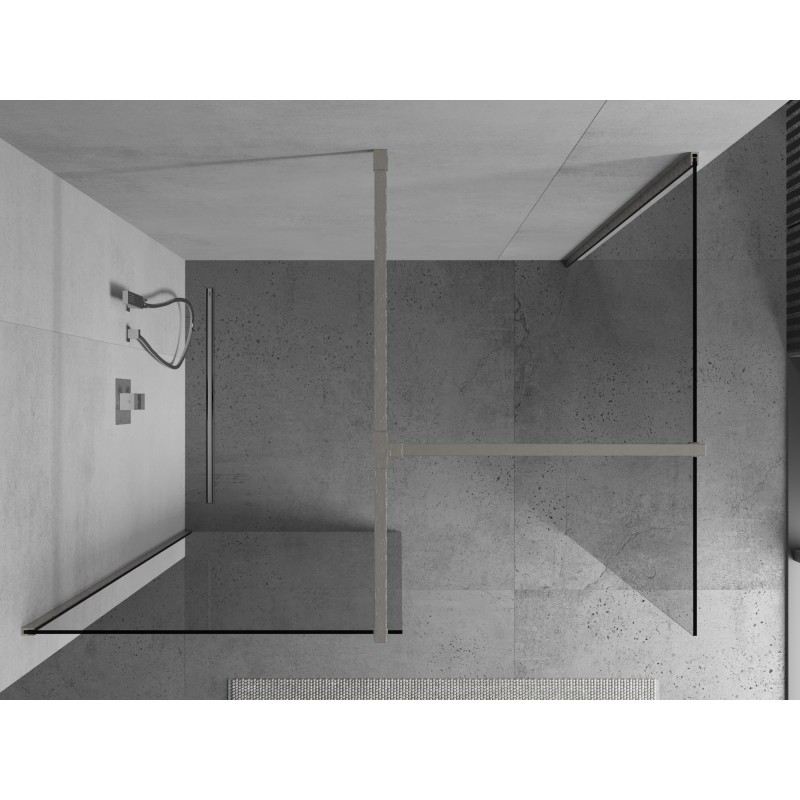 Mexen Kioto Duschwand Walk-in 145 x 70 cm, transparent, gebürsteter Nickel - 800-145-202-97-00-070