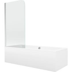 Mexen Cube Rechteckbadewanne 170 x 80 cm mit Verkleidung und 1-flügliger Duschabtrennung 70 cm, Transparent, Chrom - 550517080X9