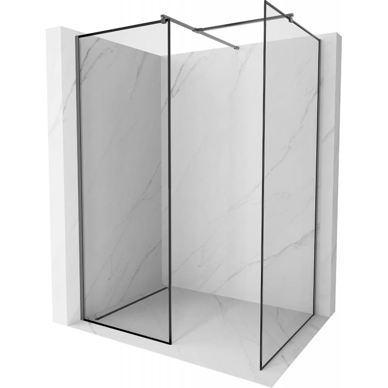 Mexen Kioto Duschwand Walk-in 140 x 80 cm, schwarzer Rahmen, Gun Metal - 800-140-202-95-70-080