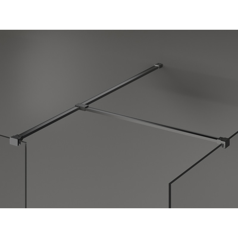 Mexen Kioto Duschwand Walk-in 140 x 100 cm, schwarzer Rahmen, Gun Metal - 800-140-202-95-70-100