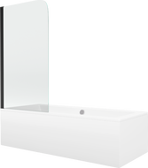 Mexen Cube Rechteckige Badewanne 170 x 80 cm mit Verkleidung und 1-flügeliger 70 cm Duschwand, transparent, schwarz