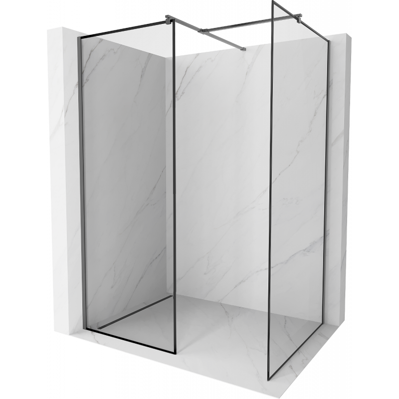 Mexen Kioto Duschwand Walk-in 110 x 110 cm, schwarzer Rahmen, Gun Metal - 800-110-202-95-70-110