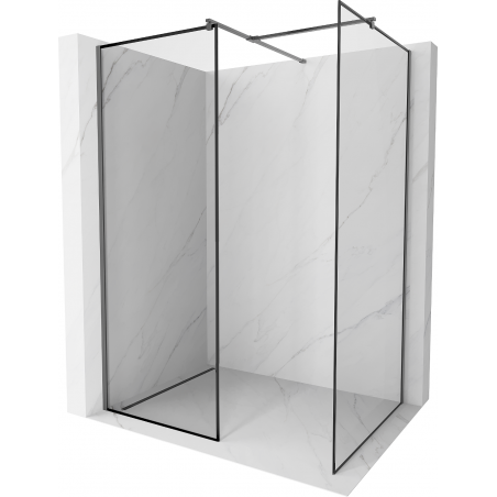 Mexen Kioto Duschwand Walk-in 130 x 110 cm, schwarzer Rahmen, Gun Metal - 800-130-202-95-70-110