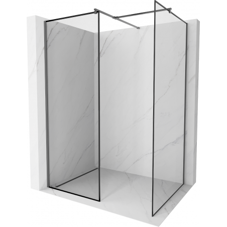 Mexen Kioto Duschwand Walk-in 160 x 120 cm, schwarzer Rahmen, Gun Metal - 800-160-202-95-70-120