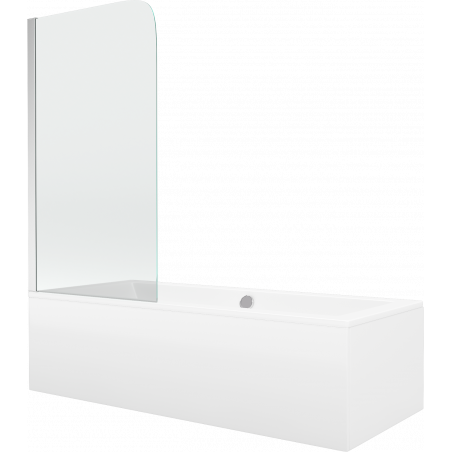 Mexen Cube Rechteckige Badewanne 170 x 80 cm mit Verkleidung und 1-flügeligem Schirm 75 cm, transparent, chrom