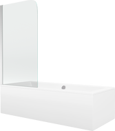 Mexen Cube Rechteckige Badewanne 170 x 80 cm mit Verkleidung und 1-flügeligem Schirm 75 cm, transparent, chrom