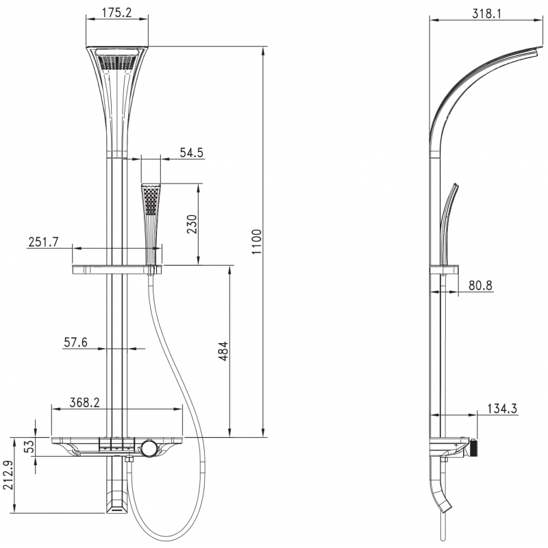 Mexen Sonic Aufputz-Duschset mit Duschkopf und Batterie, weiß - 78110-20