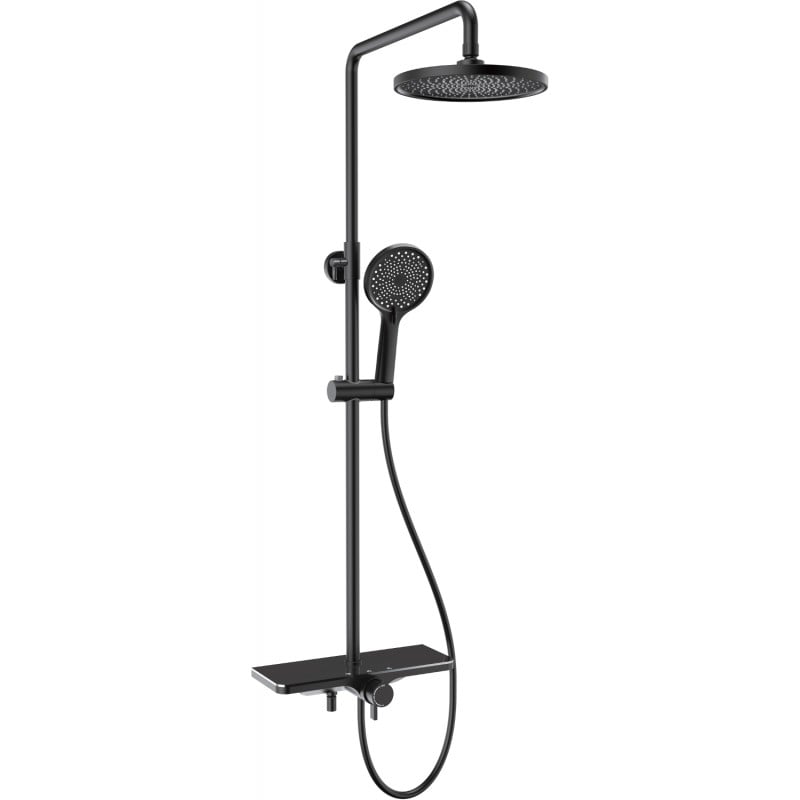 Mexen Frost Aufputz-Duschset mit Regenduschkopf und Armatur, schwarz - 78111-70