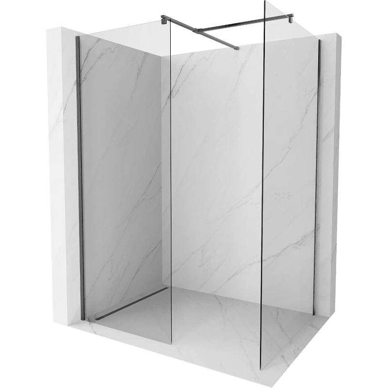 Mexen Kioto Duschwand Walk-in 100 x 100 cm, transparent, gebürstet Gun Gray - 800-100-202-66-00-100