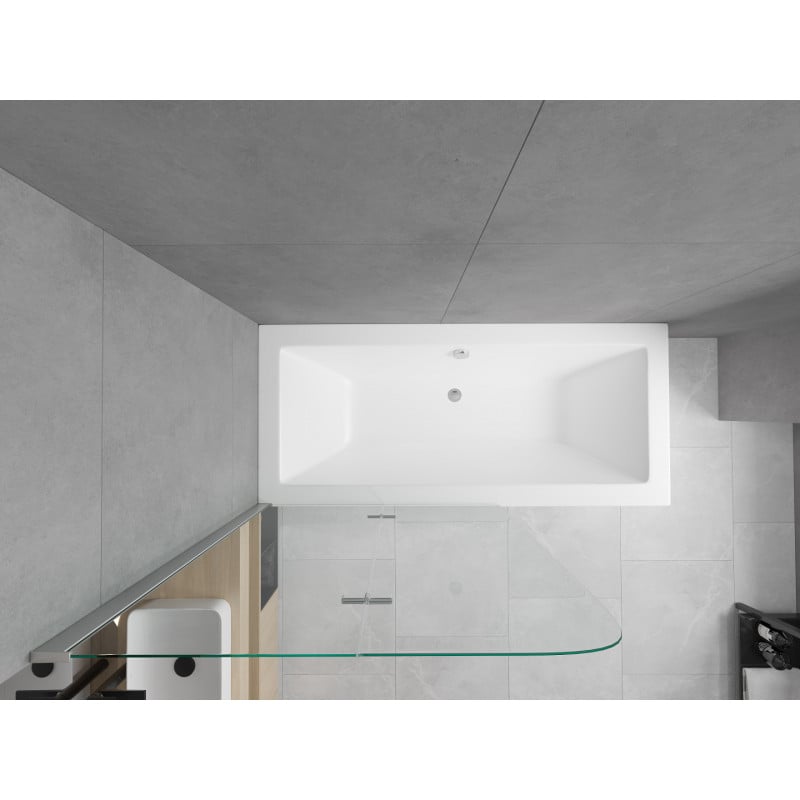 Mexen Cube Rechteckige Wanne 170 x 80 cm mit Verkleidung und 2-flügeliger 80 cm Abtrennung, transparent, Chrom
