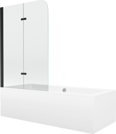 Mexen Cube Rechteckige Badewanne 170 x 80 cm mit Verkleidung und 2-flügeliger Trennwand 80 cm, transparent, schwarz