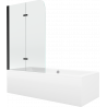 Mexen Cube Rechteckige Badewanne 170 x 80 cm mit Verkleidung und 2-flügeliger 100 cm Duschwand, transparent, schwarz