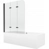 Mexen Cube Rechteckige Badewanne 170 x 80 cm mit Verkleidung und 3-flügeligem Paravent 120 cm, transparent, schwarz