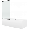 Mexen Cube Rechteckige Wanne 170 x 80 cm mit Verkleidung und 1-flügeliger Abtrennung 70 cm, schwarzes Muster