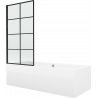 Mexen Cube Rechteckige Badewanne 170 x 80 cm mit Verkleidung und 1-flügeligem Paravent 70 cm, schwarzes Muster