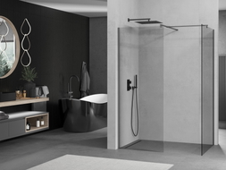 Mexen Kioto Duschwand Walk-in 100 x 100 cm, transparent, Gun Metal - 800-100-202-95-00-100