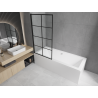 Mexen Cube Rechteckige Badewanne 170 x 80 cm mit Verkleidung und 1-flügeliger 80 cm Abtrennung, schwarzes fix Muster