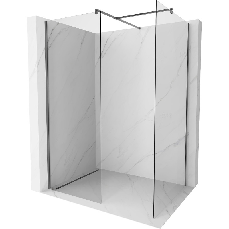 Mexen Kioto Duschwand Walk-in 130 x 75 cm, transparent, Gun Metal - 800-130-202-95-00-075