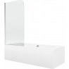 Mexen Cube Rechteckige Badewanne 180 x 80 cm mit Verkleidung und 1-flügeligem Paravent 75 cm, transparent, Chrom