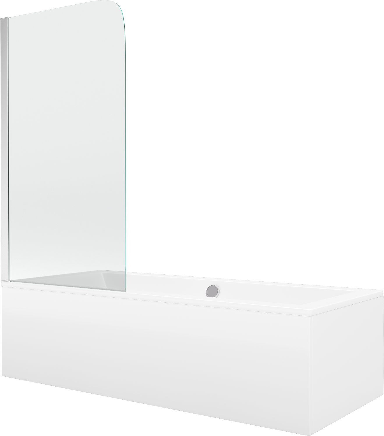 Mexen Cube Rechteckbadewanne 180 x 80 cm mit Verkleidung und 1-flügliger Duschabtrennung 80 cm, Transparent, Chrom - 550518080X9